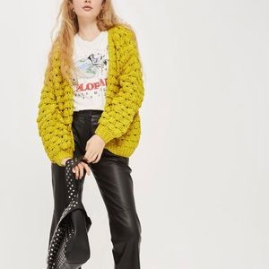 Topshop Chartreuse Knit Cardigan